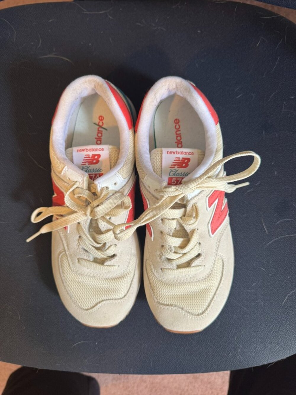 Womens' Tan and Red New Balance Classic 574 Running Shoe. Size 7.5. Like new.